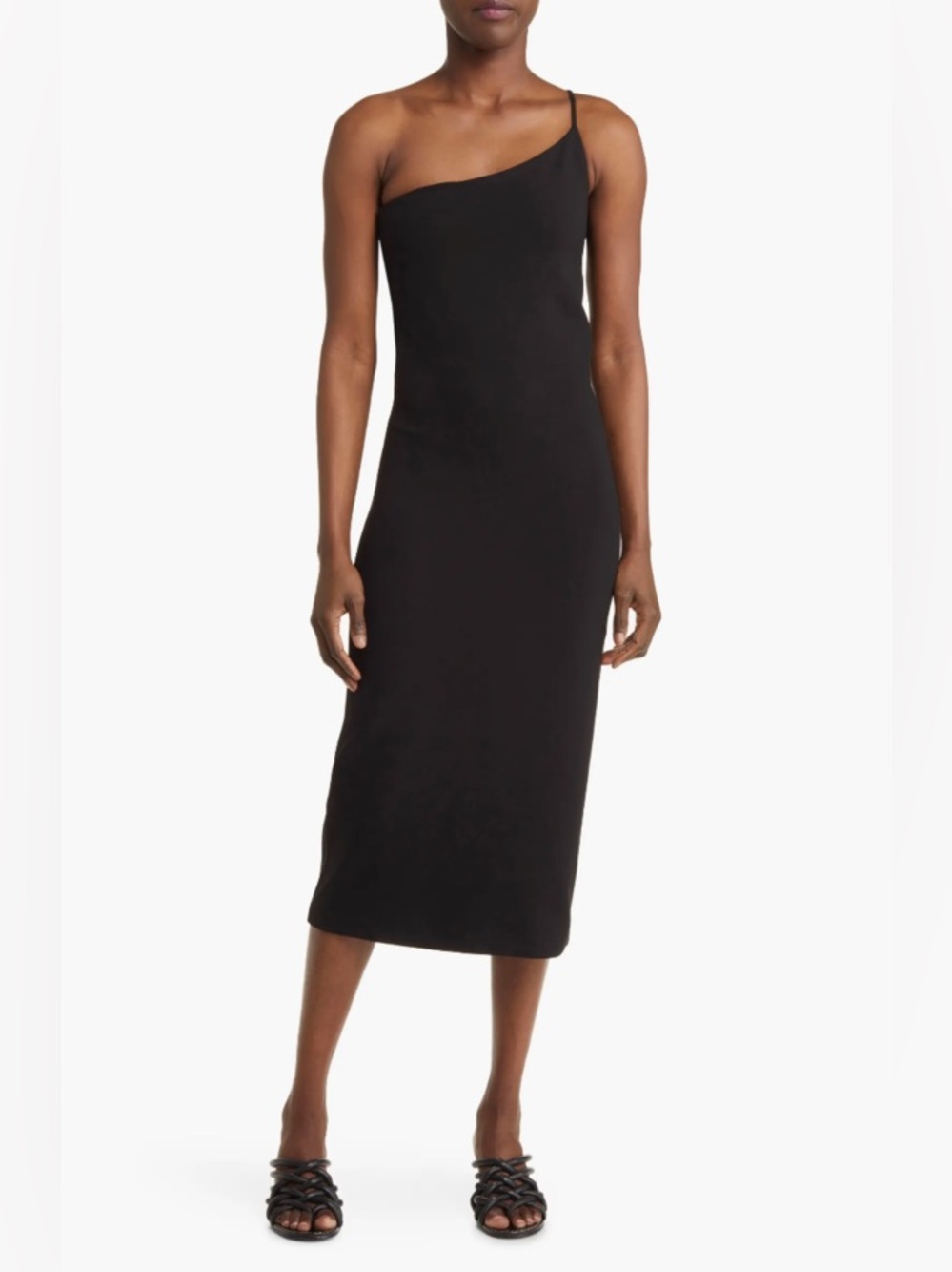 NWT rag & bone One-Shoulder Black Midi Dress Small